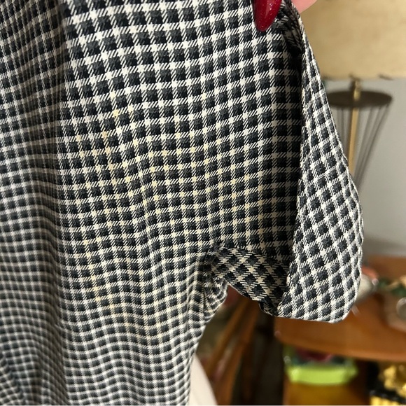 Vintage 1940s Dress Black Check S M Gabardine Pinup Rockabilly 40s 50s TLC - Picture 7 of 9